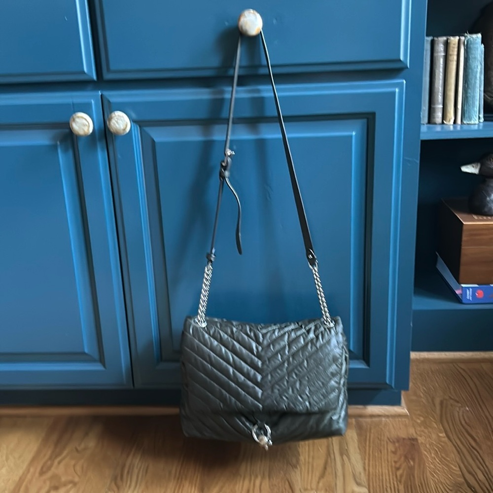 Rebecca  Minkoff dark olive green soft shoulder bag Edie nylon flap